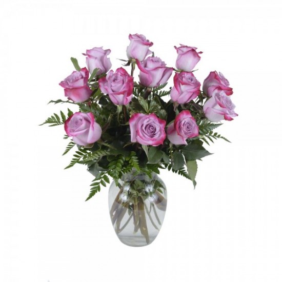 The 12 pink roses bouquet